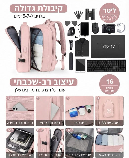 🎒 תיק מחשב ונסיעות קל וחכם - גאוני