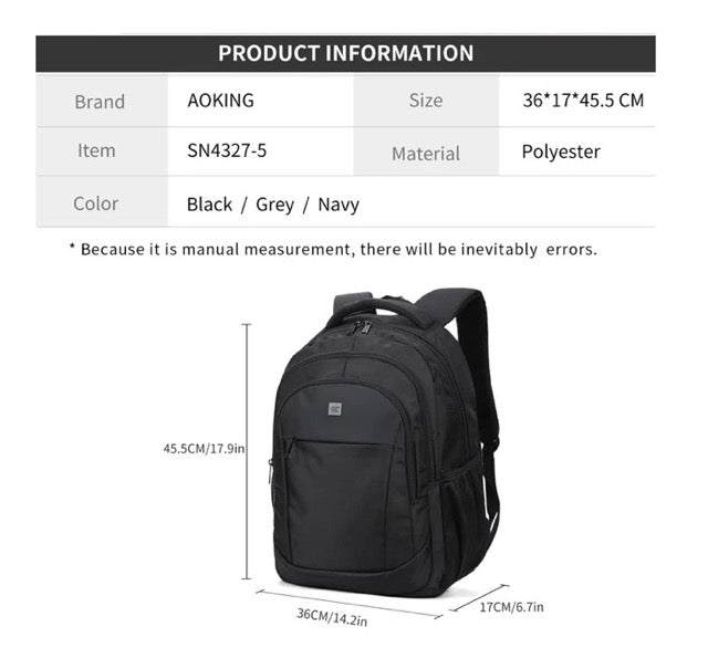 🎒 תיק גב / תיק עסקים פרימיום אפור 2-ב-1 – AOKING