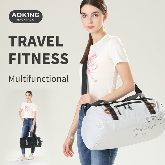 תיק ספורט גדול AOKING GYM לבן יוניסקס